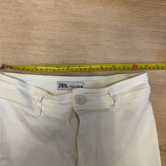 ZARA ZW Mariner High-Waisted Wide Leg Jeans in White - Picture 6 of 9
